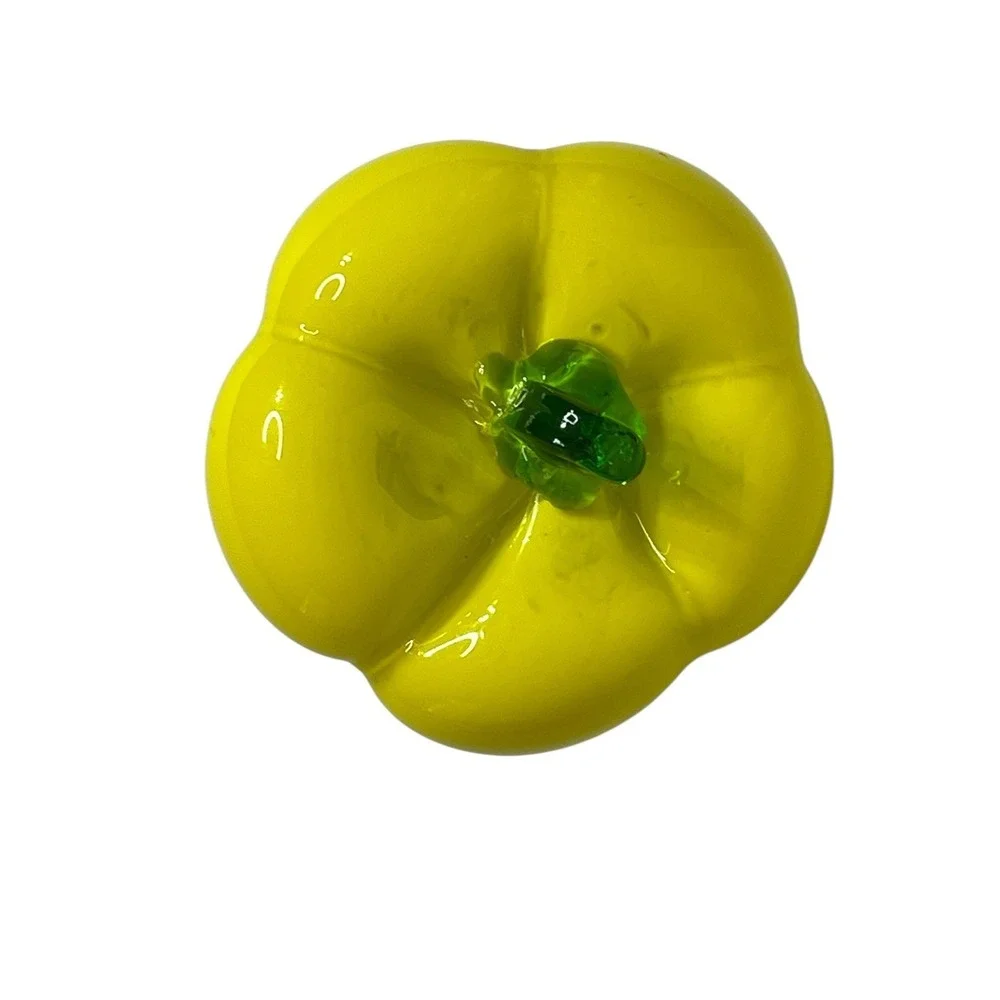 Blown Glass Yellow Bell Pepper Decorative‎ Vegetable 3 3/4